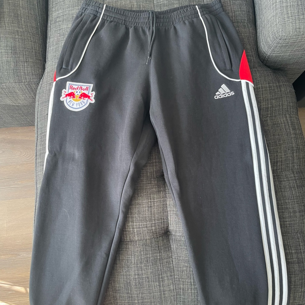 Adidas x NY Red Bulls Black Joggers with Red and White Accents